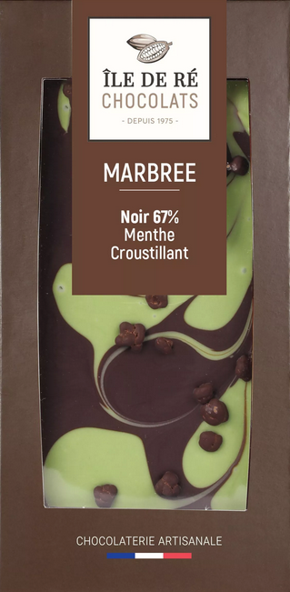 Tablette chocolat Noir 67% marbrée Menthe croustillant