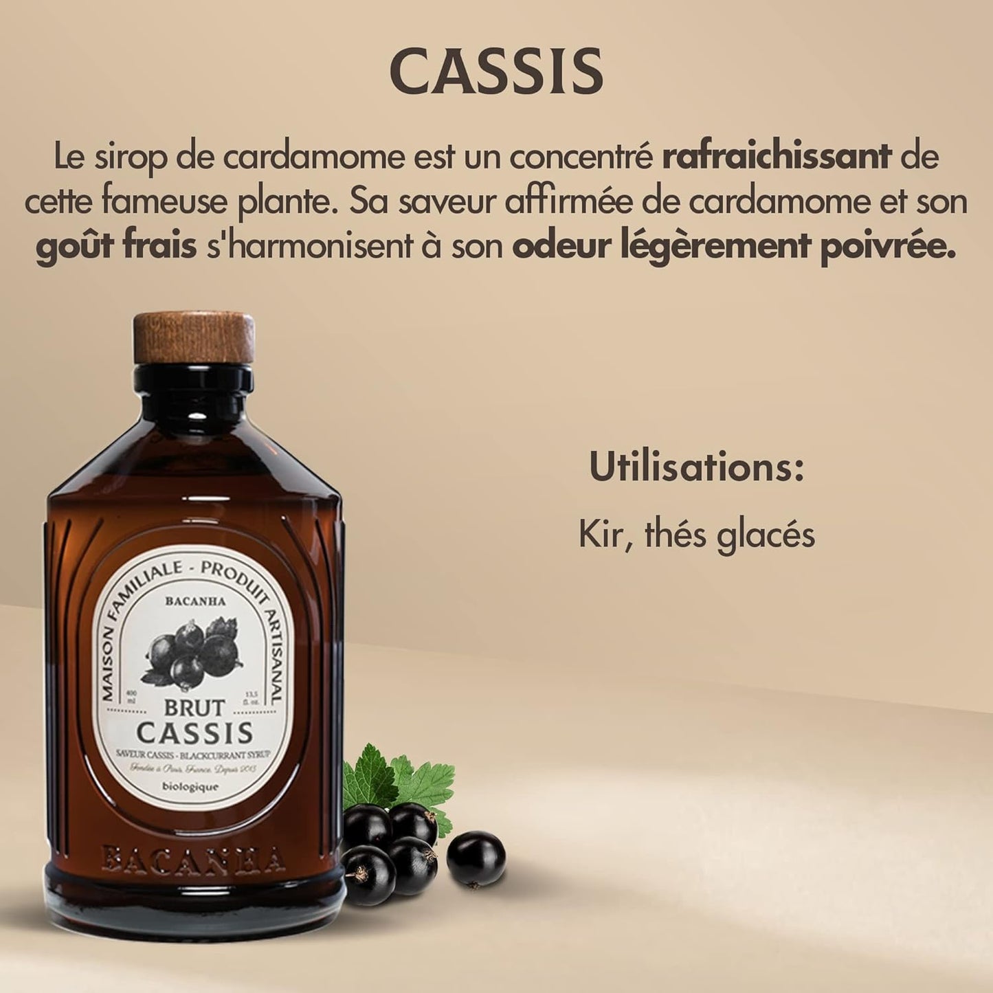 Sirop bacanha Cassis Brut - Biologique - 400ml