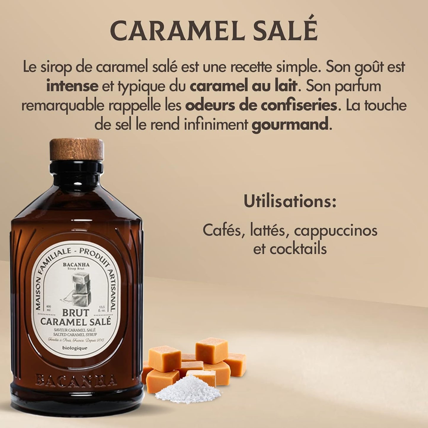 Sirop Bacanha Caramel Salé Brut - Biologique 400ml