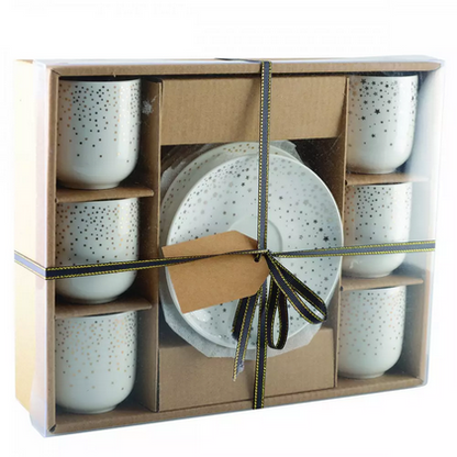 TASSES CAFE 90ML PLUMETIS DORE - LOT DE 6