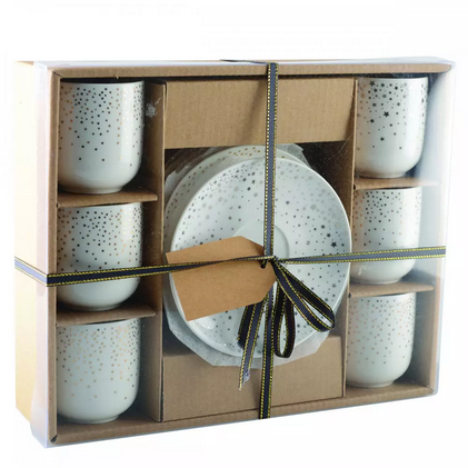 TASSES CAFE 90ML PLUMETIS DORE - LOT DE 6