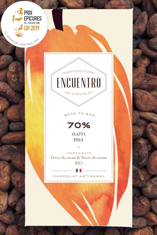 Tablette chocolat noir 70% origine Haïti Encuentro. Chocolat Bean to bar