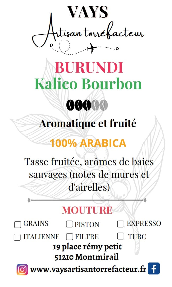 café burundi kalico, café grains ou moulu, café d'exception
label made in marne