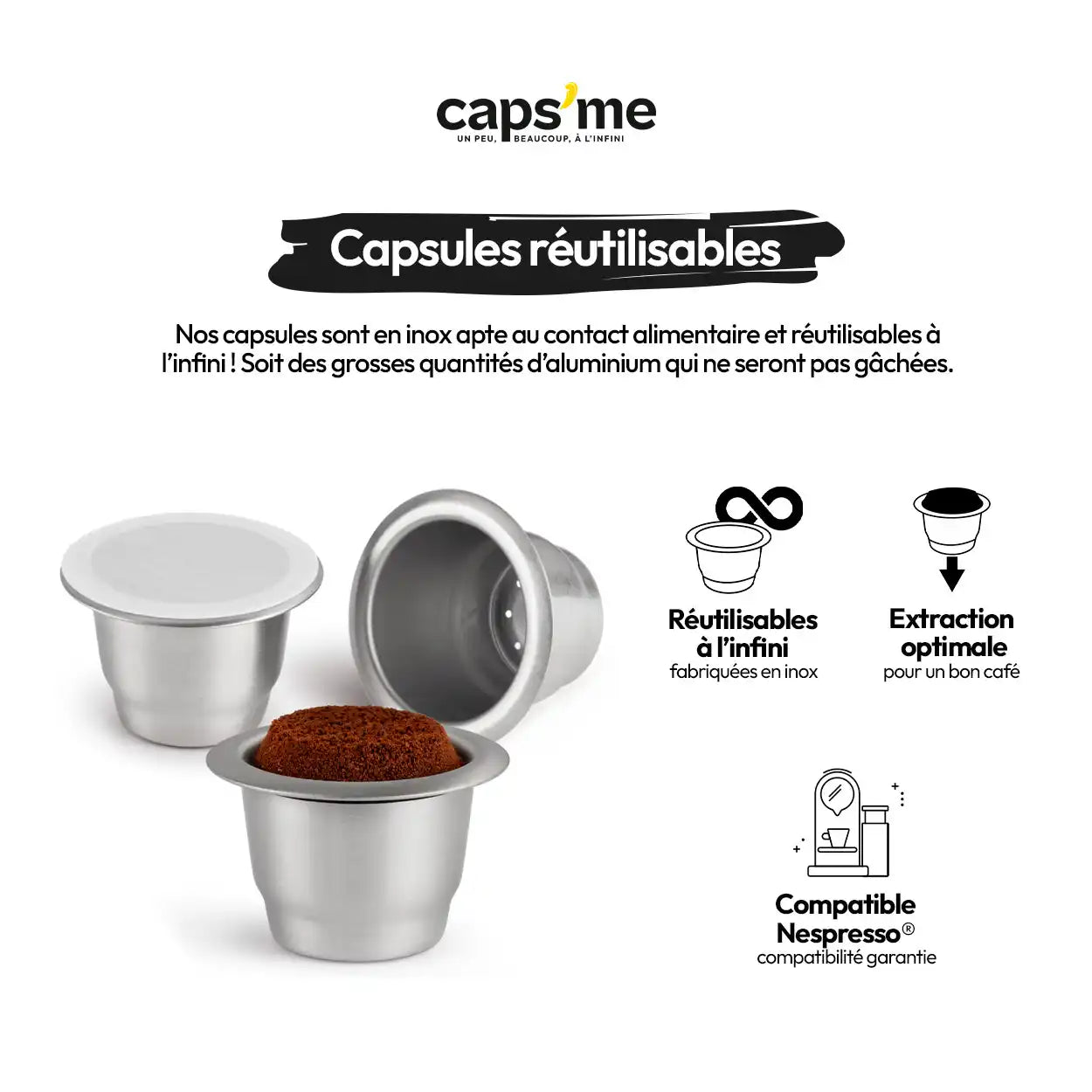 capsules compatible nespresso caps me. capsules réutilisables à l'infini