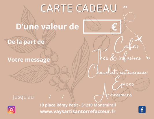 Carte cadeau café vays artisan torréfacteur 