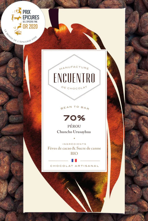 Tablette chocolat noir 70% origine Pérou Encuentro, chocolat bean to bar