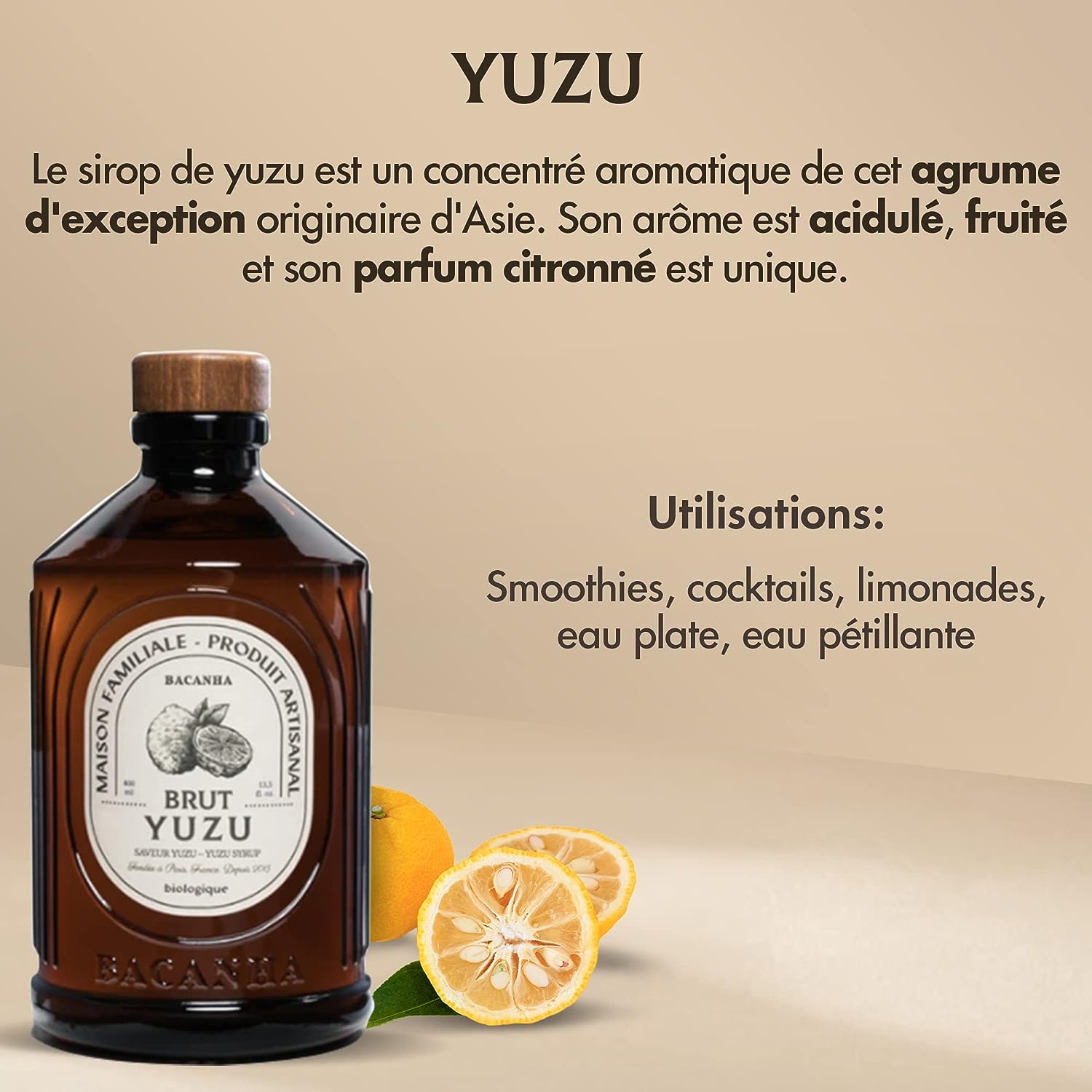 Sirop bacanha Yuzu Brut - Biologique - 400ml Vays Artisan Torréfacteur