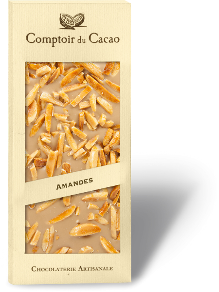 Tablette au chocolat Blond Amande Caramélisée - comptoir du cacao Vays Artisan Torréfacteur