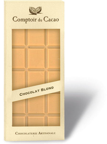 Tablette au chocolat blond (Chocolat blanc au caramel) - comptoir du cacao Vays Artisan Torréfacteur