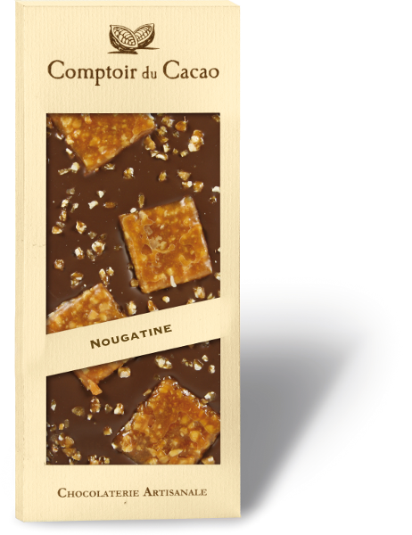 Tablette chocolat au Lait - Nougatine - comptoir du cacao Ma boutique