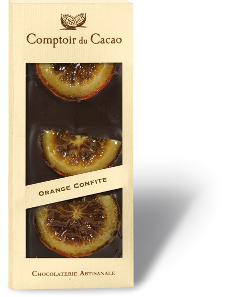 Tablette chocolat Noir - Orange Confite - comptoir du cacao Vays Artisan Torréfacteur