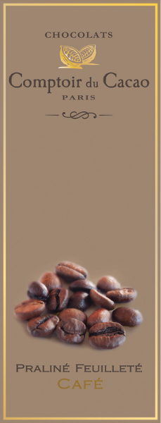 Tablette chocolat Pralinée Feuilletée Café 80g - comptoir du cacao Vays Artisan Torréfacteur